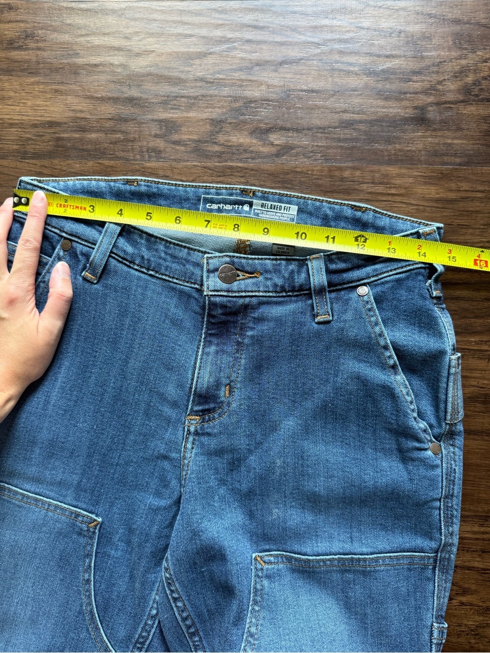 Carhartt women's Relaxed Fit Carpenter Jeans - Medium Blue Denim - Picture 10 of 13